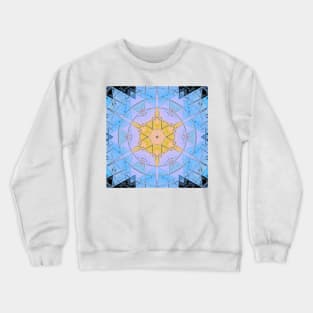 Mosaic Mandala Flower Blue and Yellow Crewneck Sweatshirt